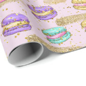Farbenfrohe Fun Imitate Gold Glitzer Macarons Must Geschenkpapier (Rolleneckpunkt)