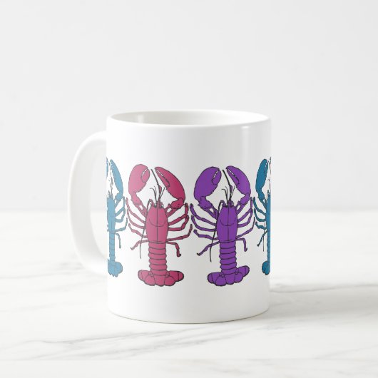 Farbenfrohe Fun Lobster Crustaceanca Kaffeetasse (Vorderseite Links)