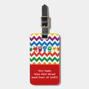 Farbenfrohe Fun Monster Niedliches Zickzack Strick Gepäckanhänger