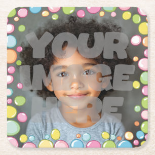 Farbenfrohe Fun Pastel Blase Rahmen Border für Fot Rechteckiger Pappuntersetzer