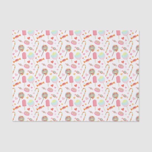 Farbenfrohe Fun Popsicles und Candy Pattern Seidenpapier (Vorderseite)