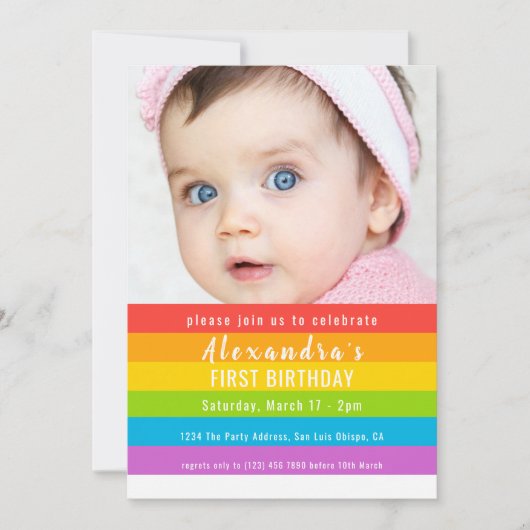 Farbenfrohe Fun Rainbow Party Personalisiert Einladung (Vorderseite)