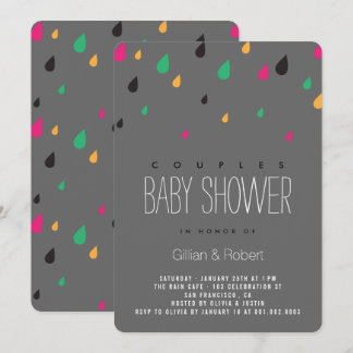 Farbenfrohe Fun Raindrops Paare Kinderdusche einla Einladung