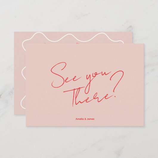 Farbenfrohe Fun Retro Whimsical Minimalistisch Wed RSVP Karte (Vorne/Hinten)