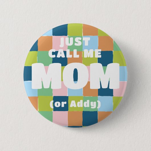 Farbenfrohe Fun Schachbrett Block Kinderdusche Mam Button (Vorderseite)