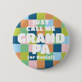 Farbenfrohe Fun Schachbrett Block Kinderdusche Opa Button (Vorderseite)