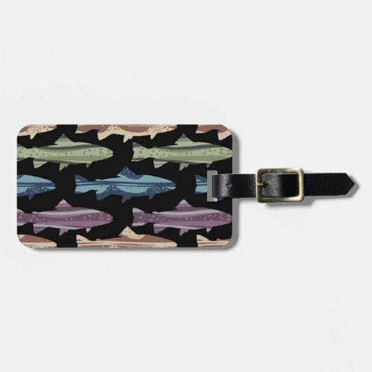 Farbenfrohe Fun Trout Fish Muster Gepäckanhänger (Vorderseite horizontal)