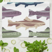Farbenfrohe Fun Trout Fish Muster Geschirrtuch (Gefaltet)