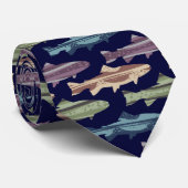 Farbenfrohe Fun Trout Fish Muster Krawatte (Gerollt)