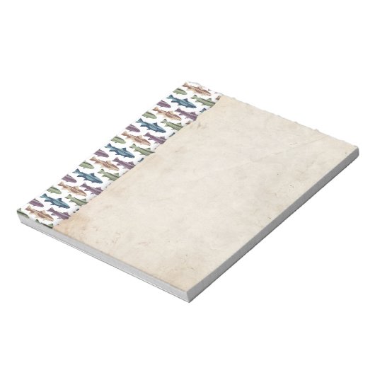 Farbenfrohe Fun Trout Fish Muster Notizblock (Rotiert)