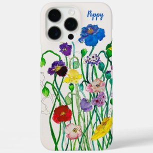 Farbenfrohe Fun Wild Poppy Wasserfarbe iPhone 16 Pro Max Hülle