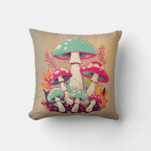 Farbenfrohe Fungi Illustration Pillow