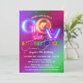 Farbenfrohe Funkelleuchte am dunklen Geburtstag Einladung (Stehend Vorderseite)