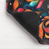 Farbenfrohe Funkelnd Blätter Muster - Schwarzer Hi Mousepad (Ecke)
