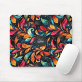 Farbenfrohe Funkelnd Blätter Muster - Schwarzer Hi Mousepad (Mit Mouse)