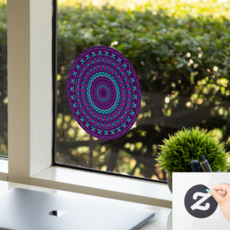Farbenfrohe Funkelnd Jewel Tone Mandala Fensteraufkleber