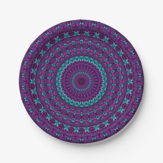 Farbenfrohe Funkelnd Jewel Tone Mandala Pappteller (Vorderseite)