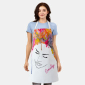 Farbenfrohe, funkige Dame coole Haare Schürze (Getragen)