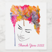 Farbenfrohe, funkige Dame coole Haare Weinetikett (Einzelnes Label)