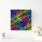 Farbenfrohe funkige Würfel Muster Wall Clock Quadratische Wanduhr (Zuhause)