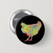 Farbenfrohe Funky Chicken Funny Funny Farm Geflüge Button (Vorne & Hinten)