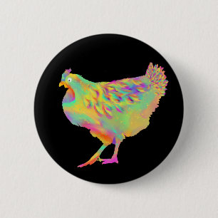 Farbenfrohe Funky Chicken Funny Funny Farm Geflüge Button