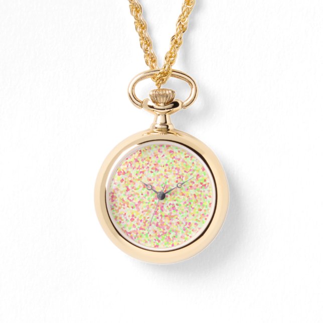 Farbenfrohe Funky Eclectic Sprinkle Mosaik Armbanduhr (Vorderseite)