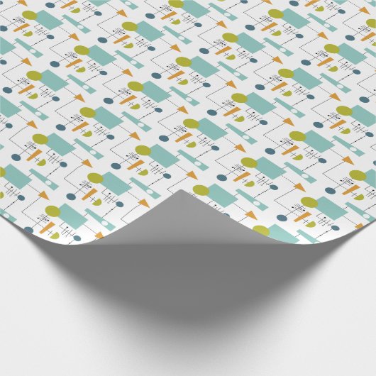 Farbenfrohe Funky Flow Chart Mitte Jahrhundert Mus Geschenkpapier (Ecke)