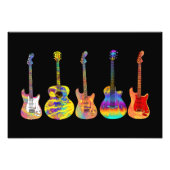 Farbenfrohe Funky Gitarre Kunst, Dichtung und Musi Fotodruck (Vorne)