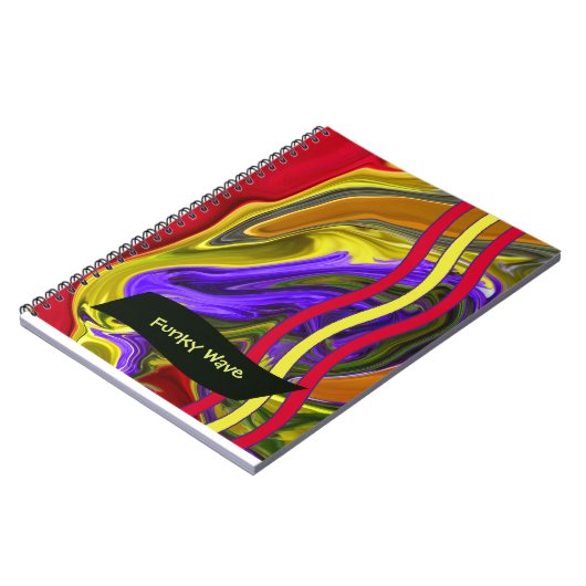 Farbenfrohe Funky Liquid Glass Wave Notizblock (Linke Seite)