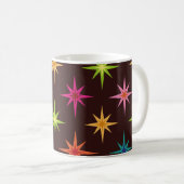 Farbenfrohe Funky Mid Century Atomic Starbursts   Kaffeetasse (VorderseiteRechts)