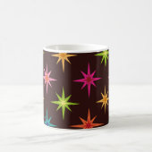 Farbenfrohe Funky Mid Century Atomic Starbursts   Kaffeetasse (Mittel)