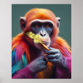 Farbenfrohe Funky Monkey Holend a Cigar Poster (Vorne)