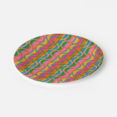 Farbenfrohe Funky Pop Art Wavy Moon Streifen Muste Pappteller (Schrägansicht)