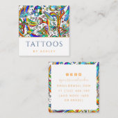 Farbenfrohe Funky Psychedelic Tattoo Artist Modern Quadratische Visitenkarte (Vorne/Hinten)