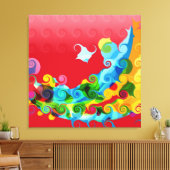 Farbenfrohe Funky Retro Swirl Malerei Abstrakt Art Leinwanddruck (Insitu (Wohnzimmer))