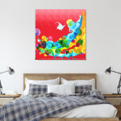 Farbenfrohe Funky Retro Swirl Malerei Abstrakt Art Leinwanddruck (Insitu (Schlafzimmer))