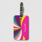 Farbenfrohe Funky Stripes Muster Gepäckanhänger (Vorderseite Vertikal)