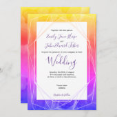 Farbenfrohe Funky Wasserfarben/geometrische Hochze Einladung (Vorne/Hinten)