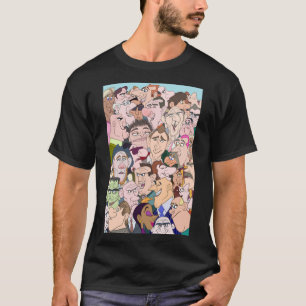 Farbenfrohe Funny Cartoon Charaktere T-Shirt