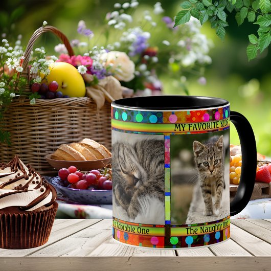 Farbenfrohe Funny Cat Mama Foto Tasse