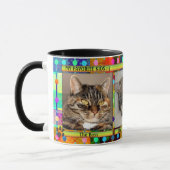 Farbenfrohe Funny Cat Mama Foto Tasse (Links)