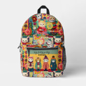 Farbenfrohe Funny Cats Quilt Patchwork Retro Bedruckter Rucksack (Vorderseite)