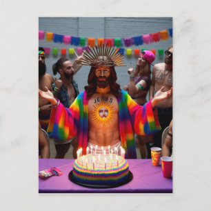 Farbenfrohe Funny Happy Geburtstag Jesus Postkarte