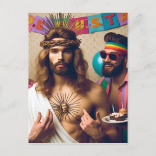 Farbenfrohe Funny Happy Geburtstag Jesus Postkarte
