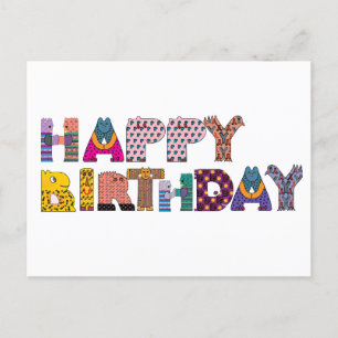 Farbenfrohe Funny Happy Geburtstag Postkarte