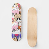 Farbenfrohe Funny Nerdy Cats Kitten Muster Whimsic Skateboard (Vorderseite)