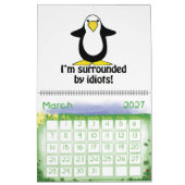 Farbenfrohe Funny Pinguins Cartoon Art Green 2022 Kalender (Mär 2027)