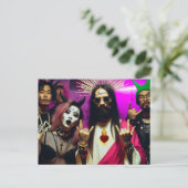 Farbenfrohe Funny Retro Punk Rock Party Jesus Postkarte (Stehend Vorderseite)