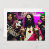 Farbenfrohe Funny Retro Punk Rock Party Jesus Postkarte (Vorne/Hinten)